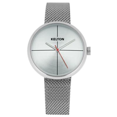 Montre kelton ronde argent bracelet en maille milanaise