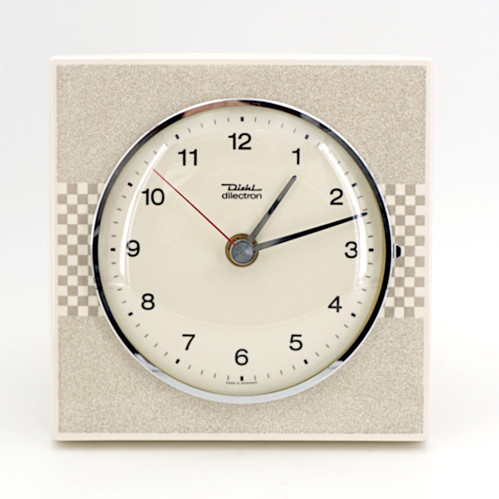 Horloge murale en ceramique Diehl dilectron vintage porcelaine grise