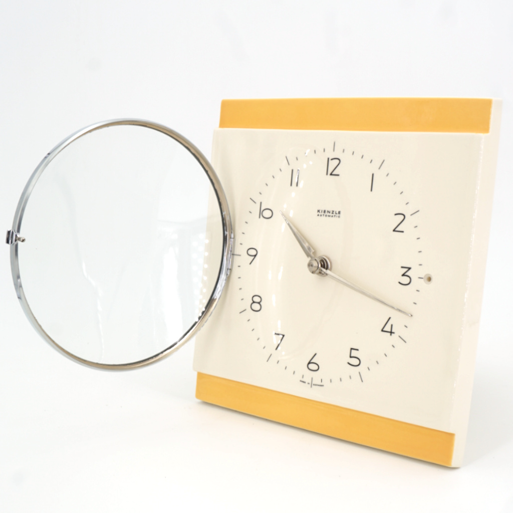 Horloge Murale Crème Bandes Jaunes Kienzle – Image 2