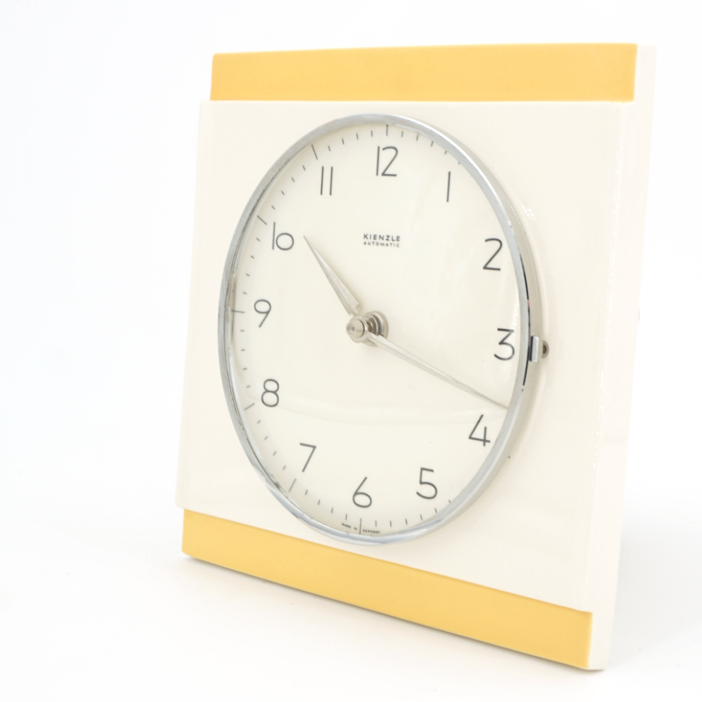 horloge murale ceramique vintage kienzle creme jaune retro