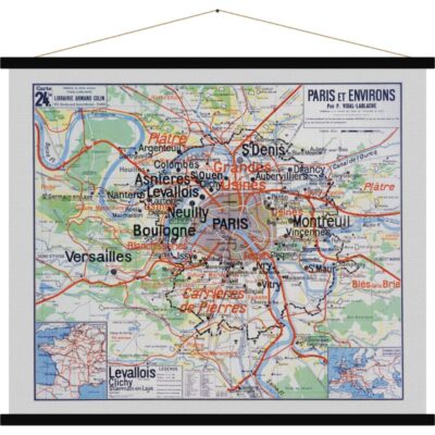 Carte Murale Scolaire En Tissu Paris et ses Environs