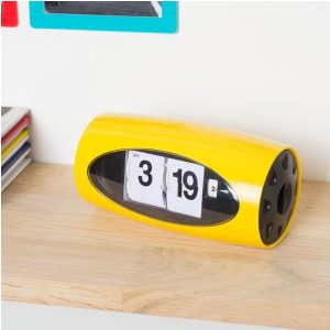 reveil affichage retro jaune