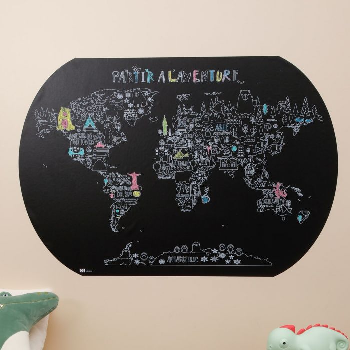carte du monde coloriage a la craie