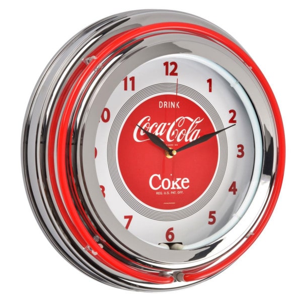 horloge neon retro coca cola rouge vintage lumineuse