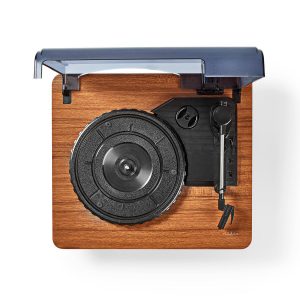 platine vinyle look vintage en bois