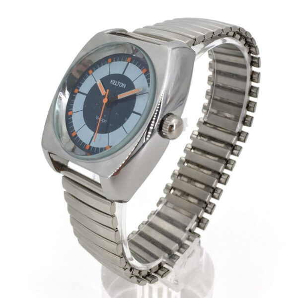 Montre Vintage Kelton Mécanique - Cadran Blanc, Boîtier Acier, Bracelet Cuir, Occasion