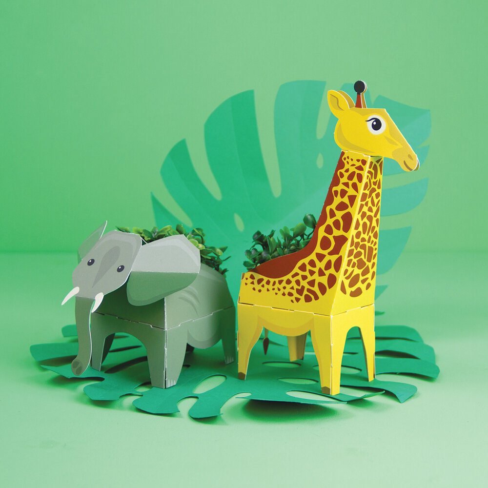 jardinieres girafe et elephant à réaliser soi meme cresson