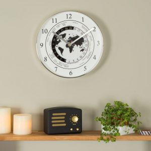 horloge, monde, décalage horaire, décoration, intérieur