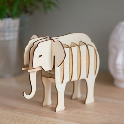elephant, bois, a construire, jeu, loisirs, puzzle 3d, avec les enfants