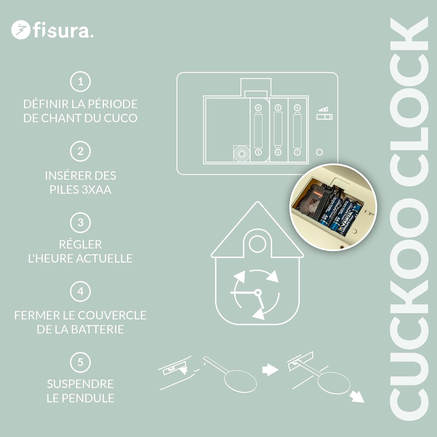 Horloge / Pendule Clock CUCKOO Vert Menthe – Image 7