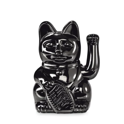 Chat Chanceux Noir Brillant