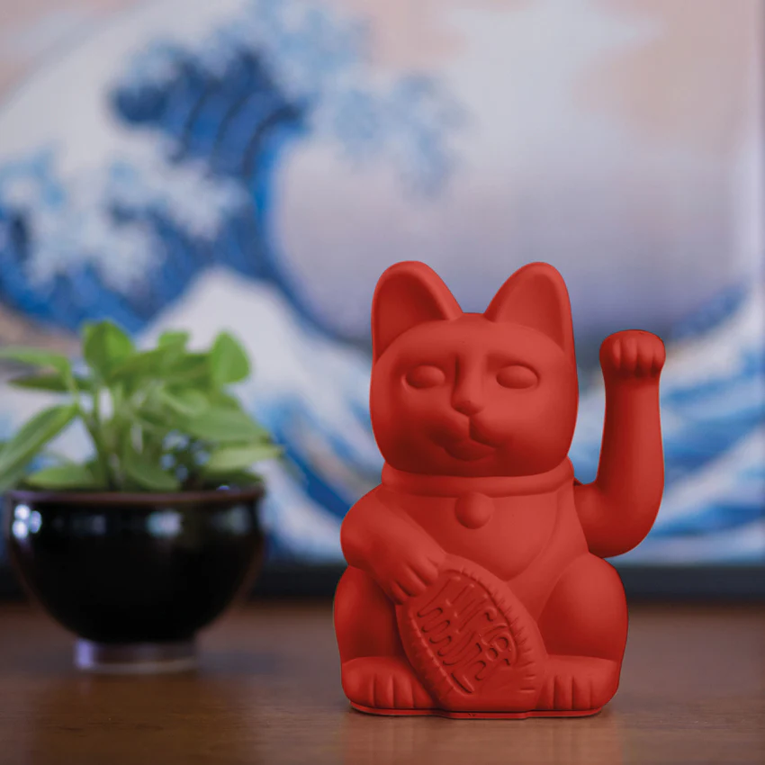 Lucky Cat Rouge - Chat Porte-Bonheur - Maneki Neko – Image 2