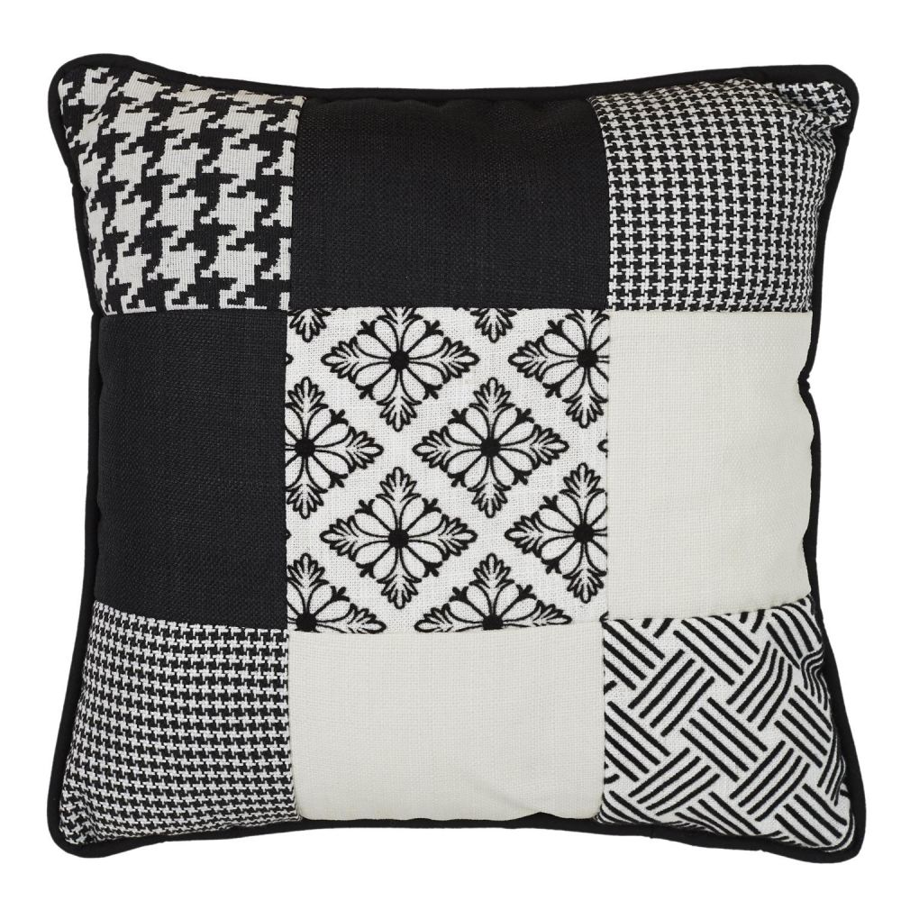 Coussin patchwork noir et blanc ( 40 x 40 )