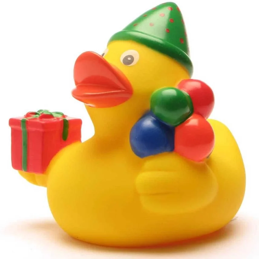 DuckShop - Canard en caoutchouc Joyeux anniversaire avec ballon et cadeau