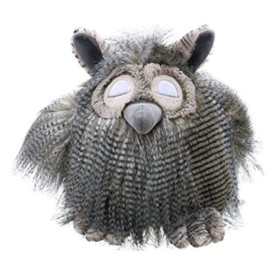 Coussin / Peluche Hibou Endormi - M – Gris Beige