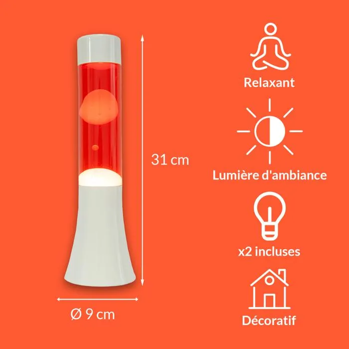 (NOUVEAUTÉ) FISURA - MINI Lampe à Lave ROUGE/BLANC – Image 5