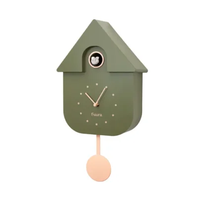 (NOUVEAUTÉ) Horloge / Pendule Clock CUCKOO Vert OLIVE (Fisura)