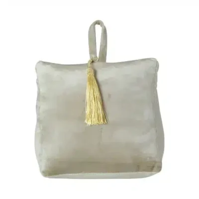 Butoir de Porte LUXE PONPON - Velours champagne (GRIS)
