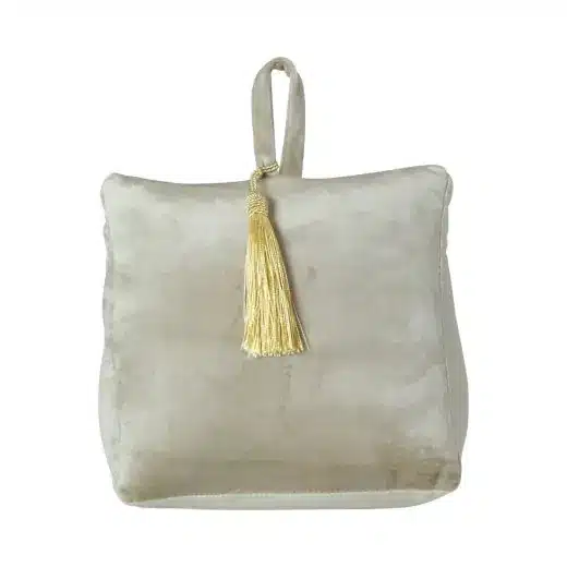Butoir de Porte LUXE PONPON - Velours champagne (GRIS)