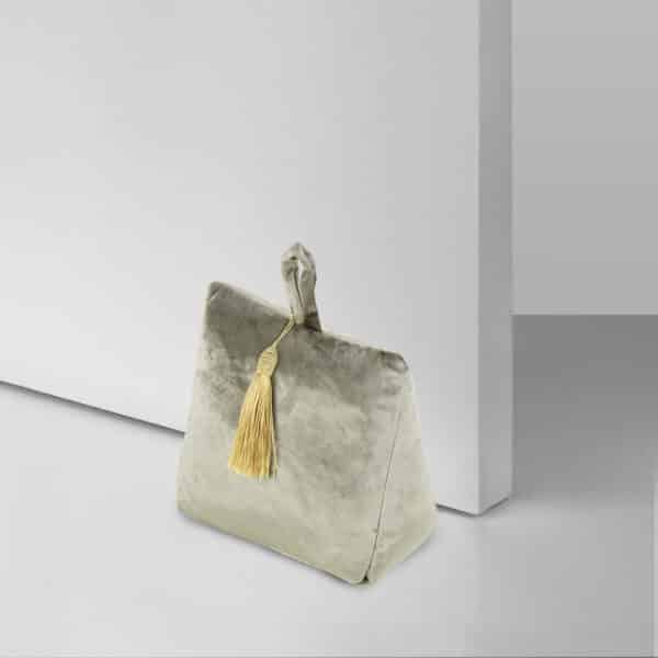 Butoir de Porte LUXE PONPON - Velours champagne (GRIS) – Image 4