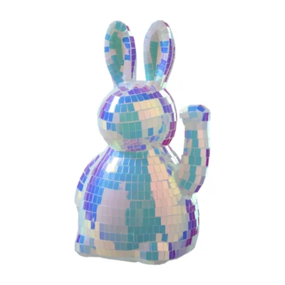 (NOUVEAUTÉ) Lapin irisé blanc Scintillant COUCOU paillettes / disco