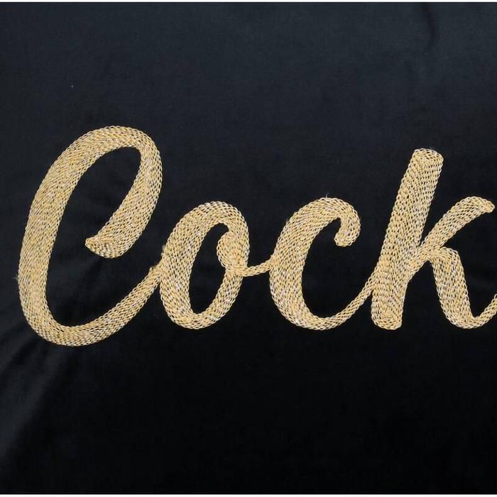 Coussin Cocktails brodé OR - Style rétro glamour ( 55 x 40 ) – Image 2