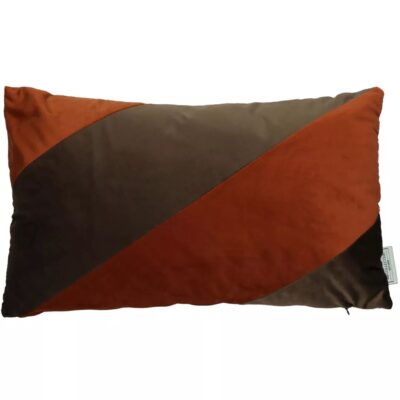 Coussin en velours vintage marron & terracotta ( 50 x 30 )