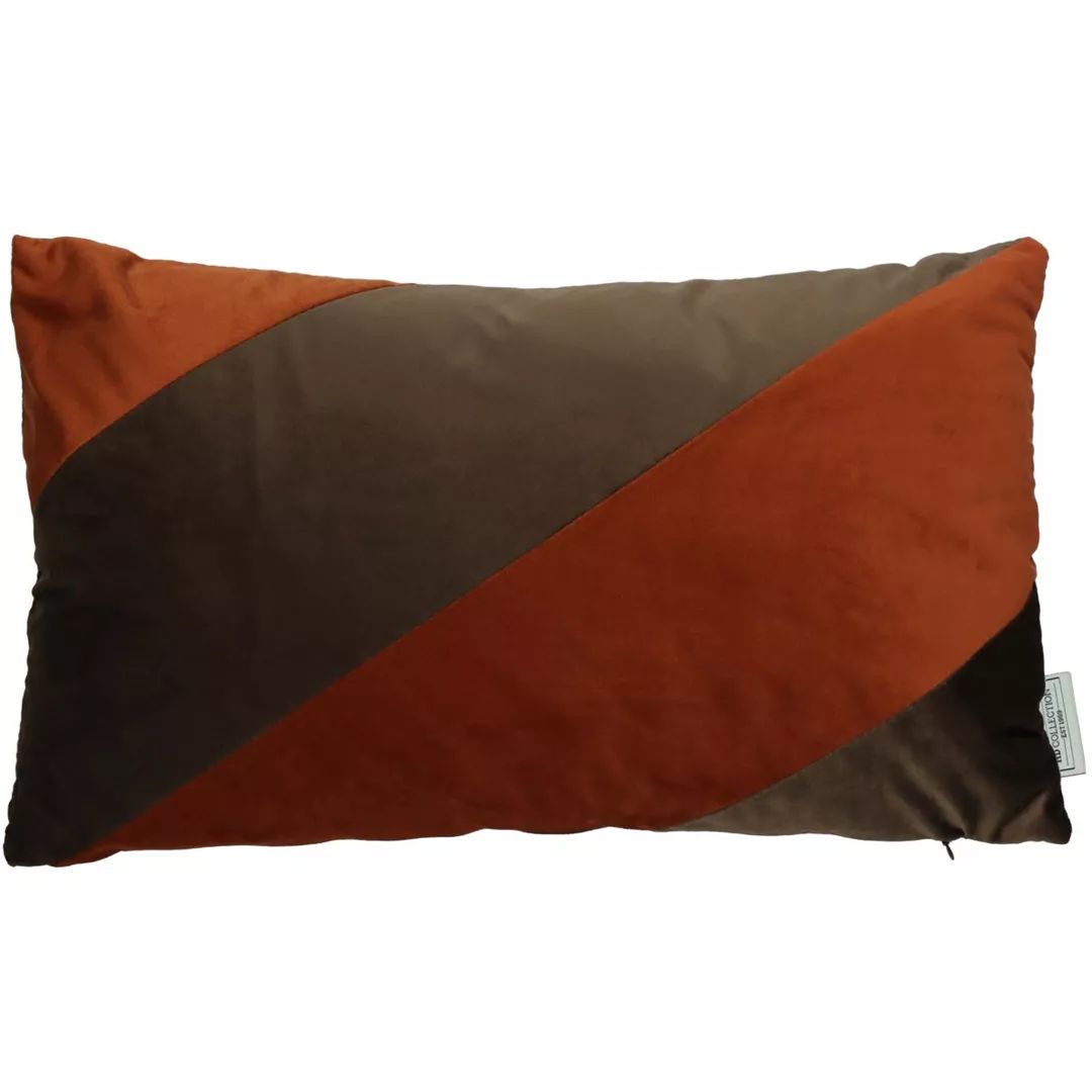 Coussin en velours vintage marron & terracotta ( 50 x 30 )