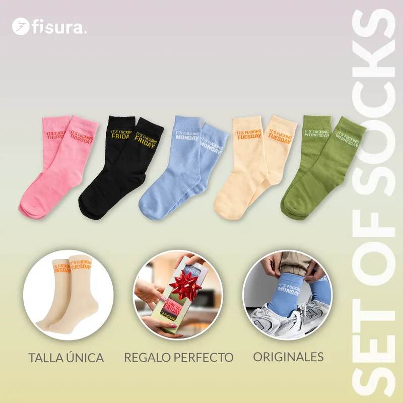 FISURA - Chaussettes Originales « Fucking Week » – Pack de 5 Paires – Image 7