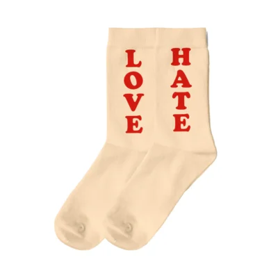 FISURA - Chaussettes Unisexes « Love & Hate » Beige