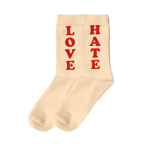 FISURA - Chaussettes Unisexes « Love & Hate » Beige