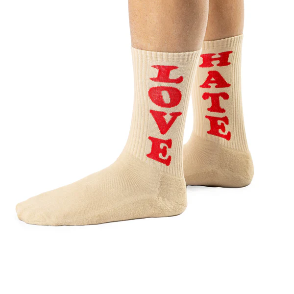 FISURA - Chaussettes Unisexes « Love & Hate » Beige – Image 2