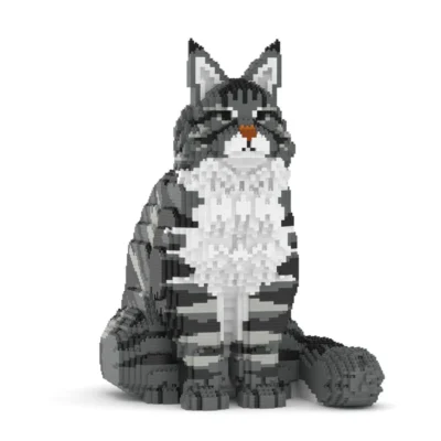 JEKCA - Chat Maine Coon gris assis